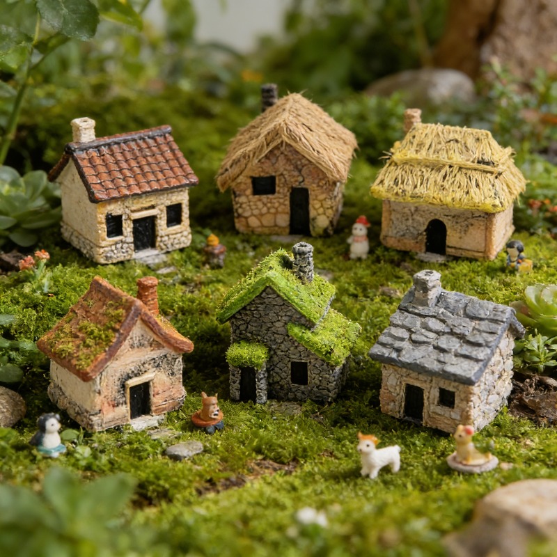 Bonsai Garden House - 5pcs Resin Miniature Hand-Made House Set