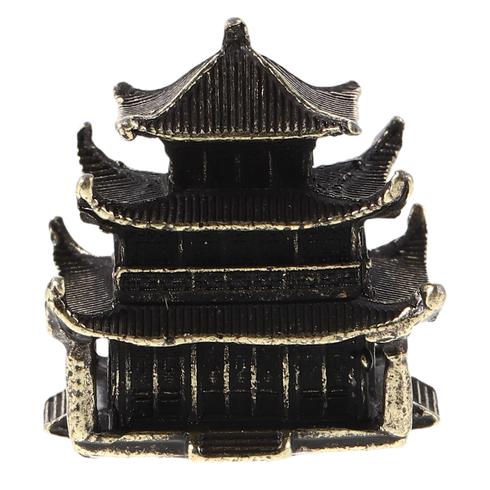 Mini Bonsai Zen Garden - Mini Brass Pagoda Sculpture Ancient Pavilion