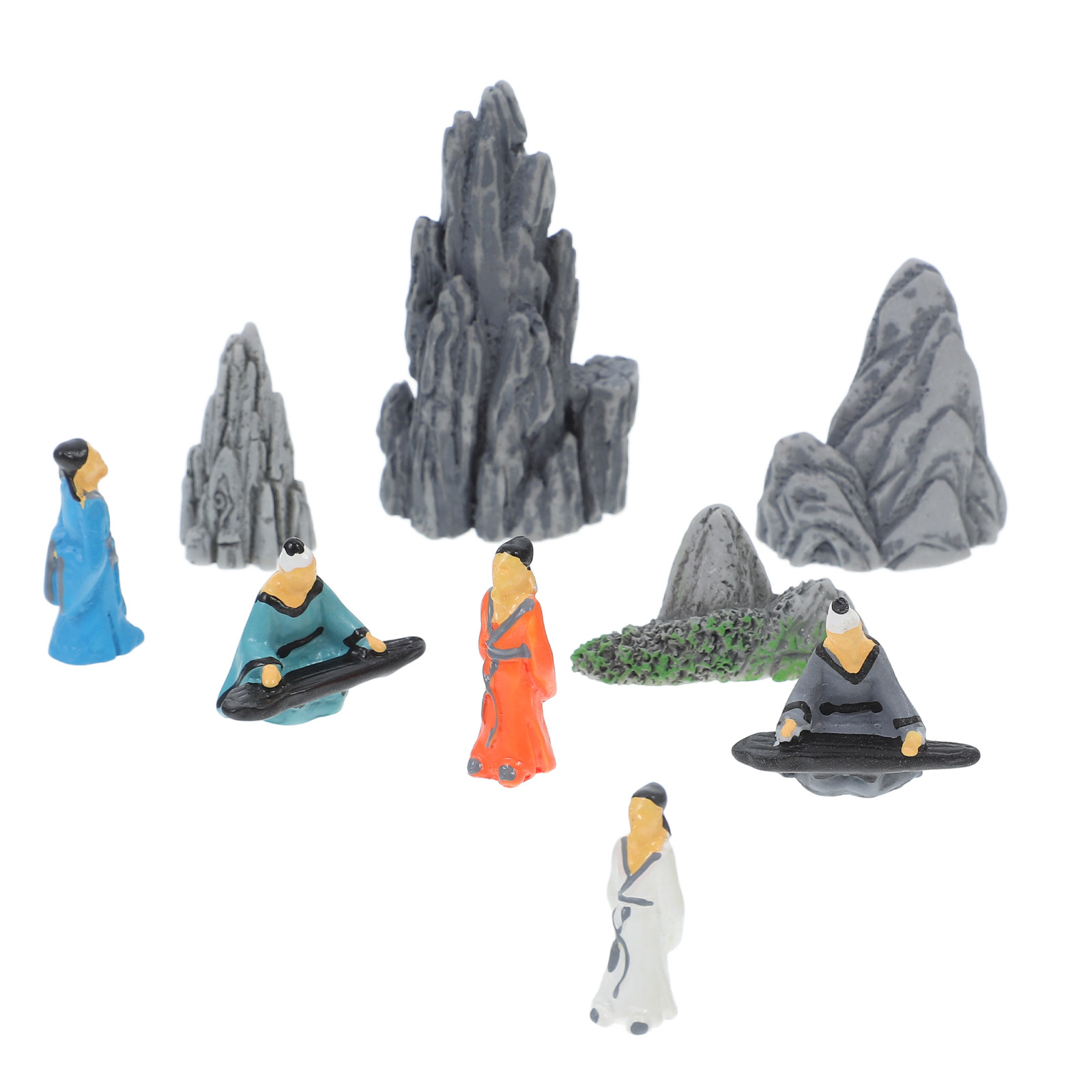 Mini Bonsai Zen Garden - 9Pcs Mini Resin Ancient Chinese Scholar