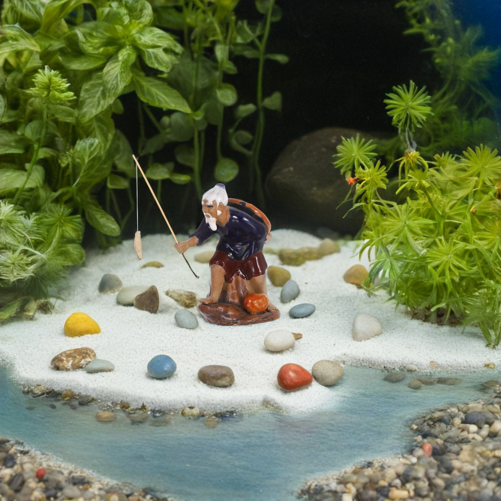 Mini Bonsai Zen Garden - 2Pcs Mini Fisherman Ceramic Bonsai Decor