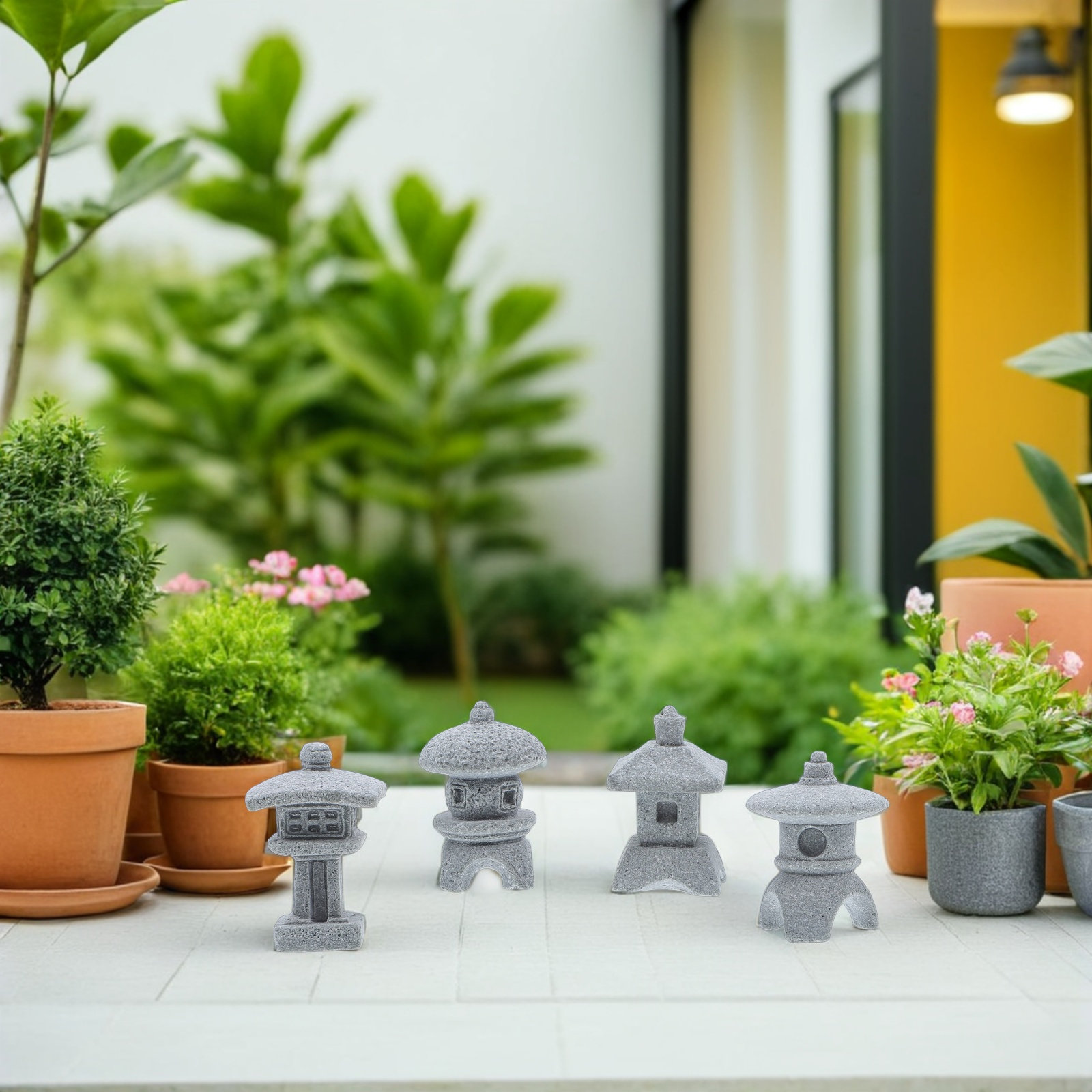 4Pcs Mini Pavilion Sculpture R - đánh giá và giá Mini Bonsai Zen Garden